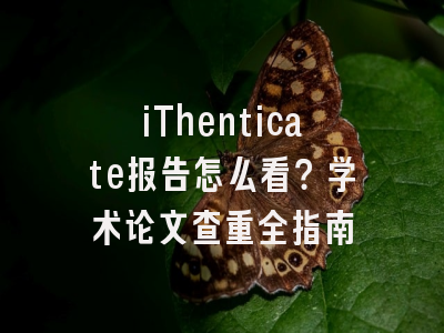 iThenticate报告怎么看？学术论文查重全指南
