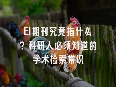 EI期刊究竟指什么？科研人必须知道的学术检索常识