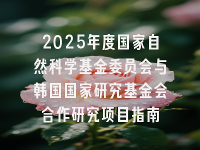 2025年度国家自然科学基金委员会与韩国国家研究基金会合作研究项目指南