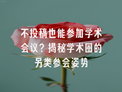 不投稿也能参加学术会议？揭秘学术圈的另类参会姿势