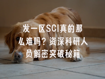 发一区SCI真的那么难吗？资深科研人员解密突破秘籍