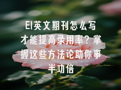EI英文期刊怎么写才能提高录用率？掌握这些方法论助你事半功倍