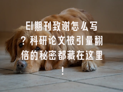 EI期刊致谢怎么写？科研论文被引量翻倍的秘密都藏在这里！