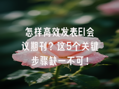 怎样高效发表EI会议期刊？这5个关键步骤缺一不可！