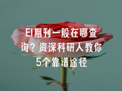 EI期刊一般在哪查询？资深科研人教你5个靠谱途径