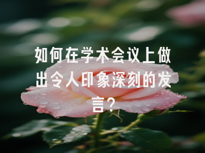 如何在学术会议上做出令人印象深刻的发言？