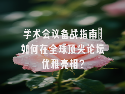 学术会议备战指南：如何在全球顶尖论坛优雅亮相？