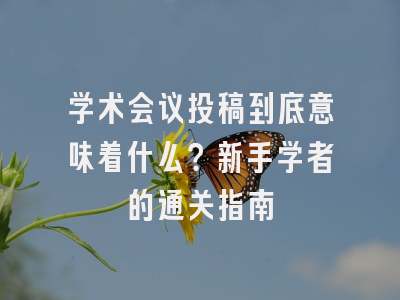 学术会议投稿到底意味着什么？新手学者的通关指南
