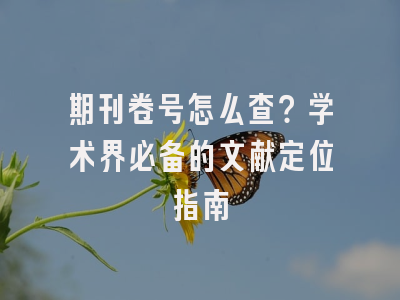 期刊卷号怎么查？学术界必备的文献定位指南