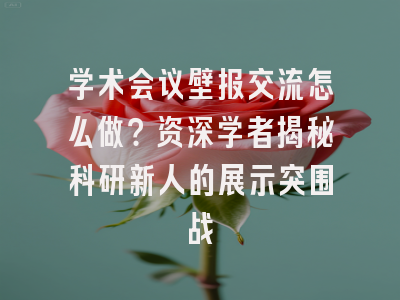 学术会议壁报交流怎么做？资深学者揭秘科研新人的展示突围战