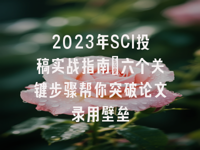 2023年SCI投稿实战指南：六个关键步骤帮你突破论文录用壁垒