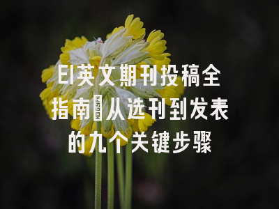 EI英文期刊投稿全指南：从选刊到发表的九个关键步骤