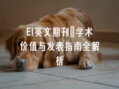 EI英文期刊：学术价值与发表指南全解析