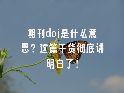 期刊doi是什么意思？这篇干货彻底讲明白了！