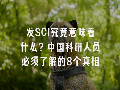 发SCI究竟意味着什么？中国科研人员必须了解的8个真相