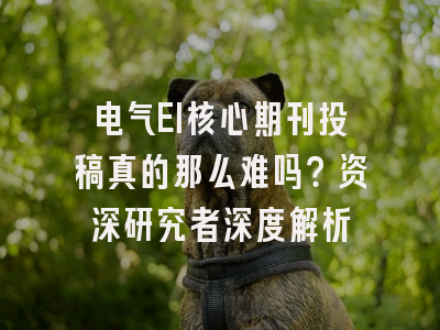 电气EI核心期刊投稿真的那么难吗？资深研究者深度解析