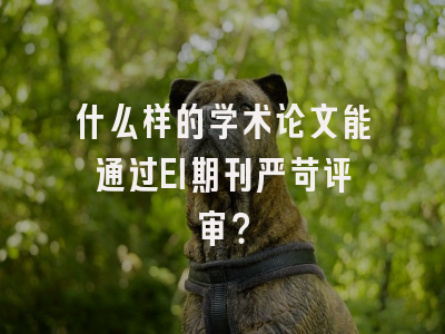 什么样的学术论文能通过EI期刊严苛评审？