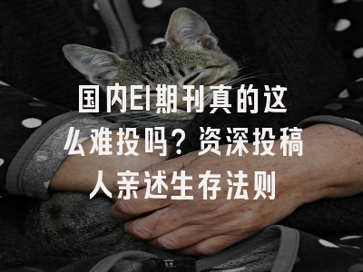 国内EI期刊真的这么难投吗？资深投稿人亲述生存法则