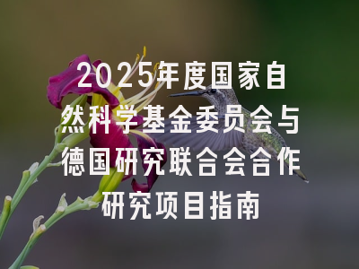 2025年度国家自然科学基金委员会与德国研究联合会合作研究项目指南