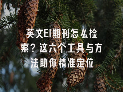 英文EI期刊怎么检索？这六个工具与方法助你精准定位