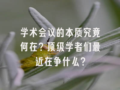 学术会议的本质究竟何在？顶级学者们最近在争什么？