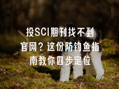 投SCI期刊找不到官网？这份防钓鱼指南教你四步定位