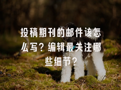 投稿期刊的邮件该怎么写？编辑最关注哪些细节？