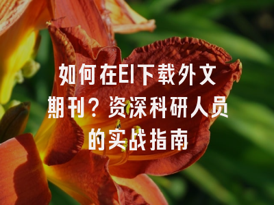 如何在EI下载外文期刊？资深科研人员的实战指南