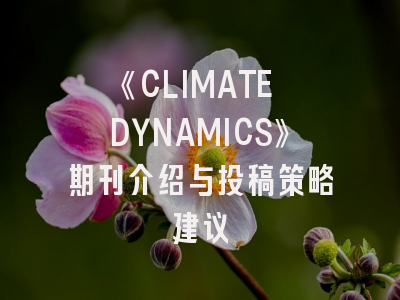 《CLIMATE DYNAMICS》期刊介绍与投稿策略建议