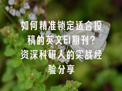 如何精准锁定适合投稿的英文EI期刊？资深科研人的实战经验分享