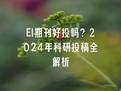 EI期刊好投吗？2024年科研投稿全解析