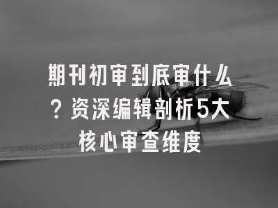 期刊初审到底审什么？资深编辑剖析5大核心审查维度