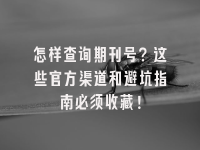 怎样查询期刊号？这些官方渠道和避坑指南必须收藏！