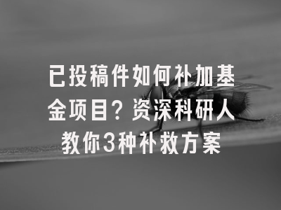 已投稿件如何补加基金项目？资深科研人教你3种补救方案