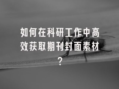 如何在科研工作中高效获取期刊封面素材？