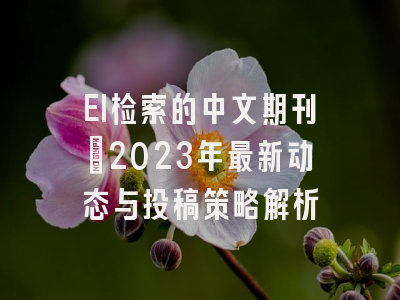 EI检索的中文期刊：2023年最新动态与投稿策略解析