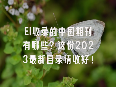 EI收录的中国期刊有哪些？这份2023最新目录请收好！