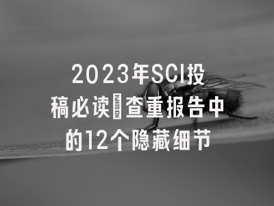 2023年SCI投稿必读：查重报告中的12个隐藏细节