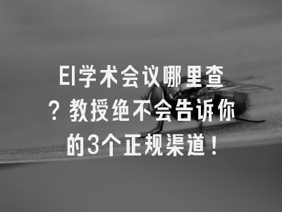 EI学术会议哪里查？教授绝不会告诉你的3个正规渠道！