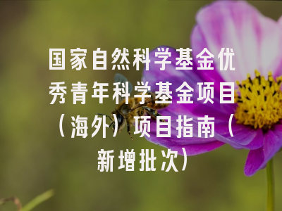 国家自然科学基金优秀青年科学基金项目（海外）项目指南（新增批次）