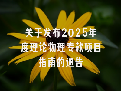 关于发布2025年度理论物理专款项目指南的通告