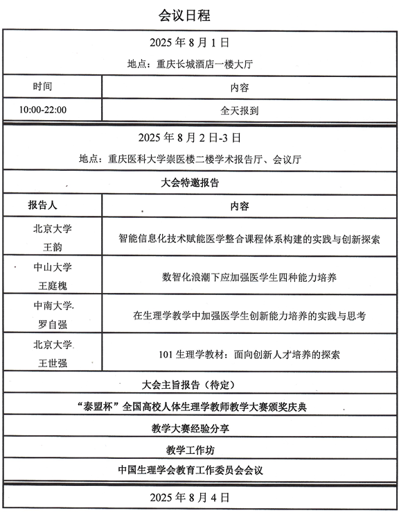 2025中国生理学会第六届全国高校生理学教学论坛