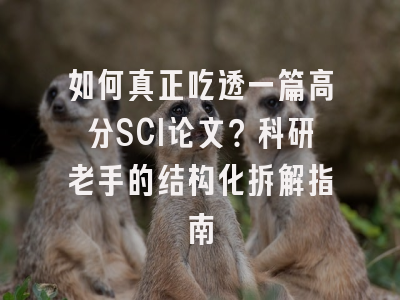 如何真正吃透一篇高分SCI论文？科研老手的结构化拆解指南