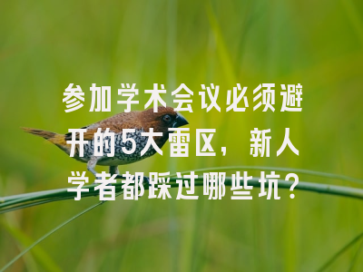 参加学术会议必须避开的5大雷区，新人学者都踩过哪些坑？