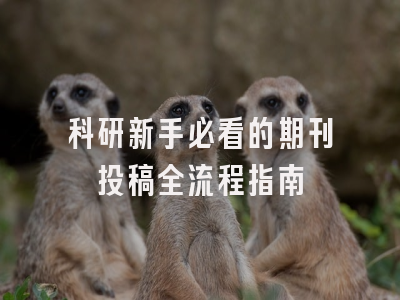 科研新手必看的期刊投稿全流程指南