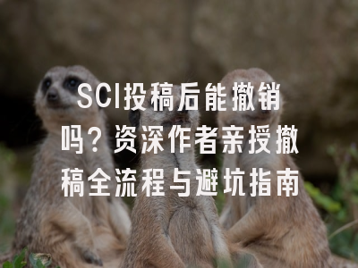 SCI投稿后能撤销吗？资深作者亲授撤稿全流程与避坑指南