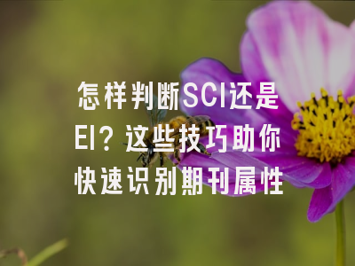 怎样判断SCI还是EI？这些技巧助你快速识别期刊属性