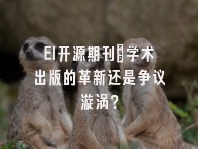 EI开源期刊：学术出版的革新还是争议漩涡？