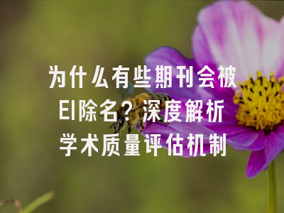为什么有些期刊会被EI除名？深度解析学术质量评估机制