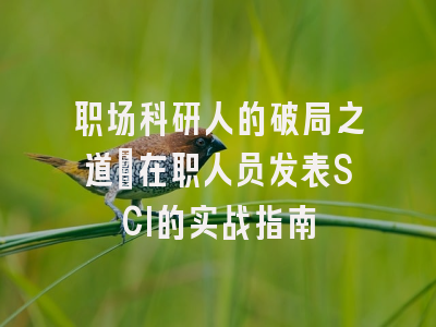 职场科研人的破局之道：在职人员发表SCI的实战指南